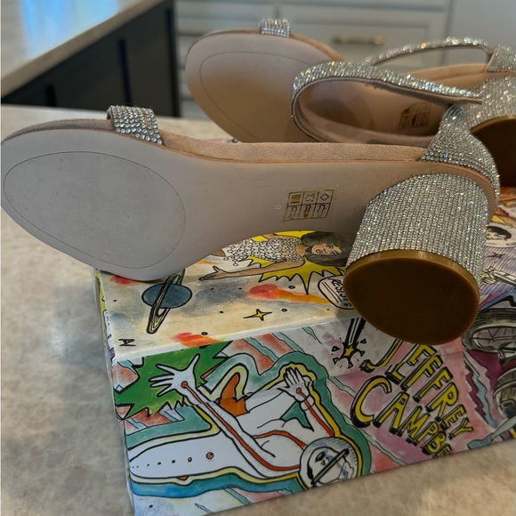 JEFFEREY CAMPBELL Womens Beige Rhinestone Laura Leather Heeled Sandal - Picture 6 of 11